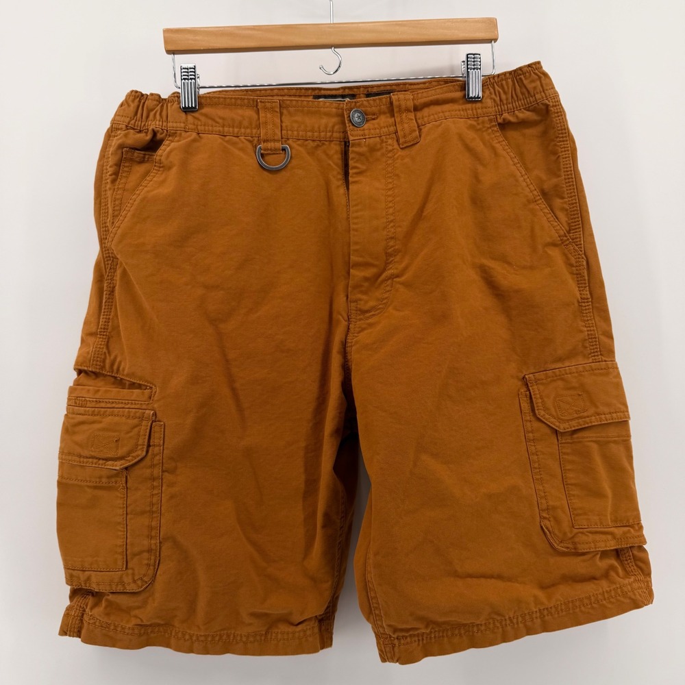 Schmidt Workwear Mens Brown/Gold Canvas Cargo Shorts 38 Cotton Utility Hiking